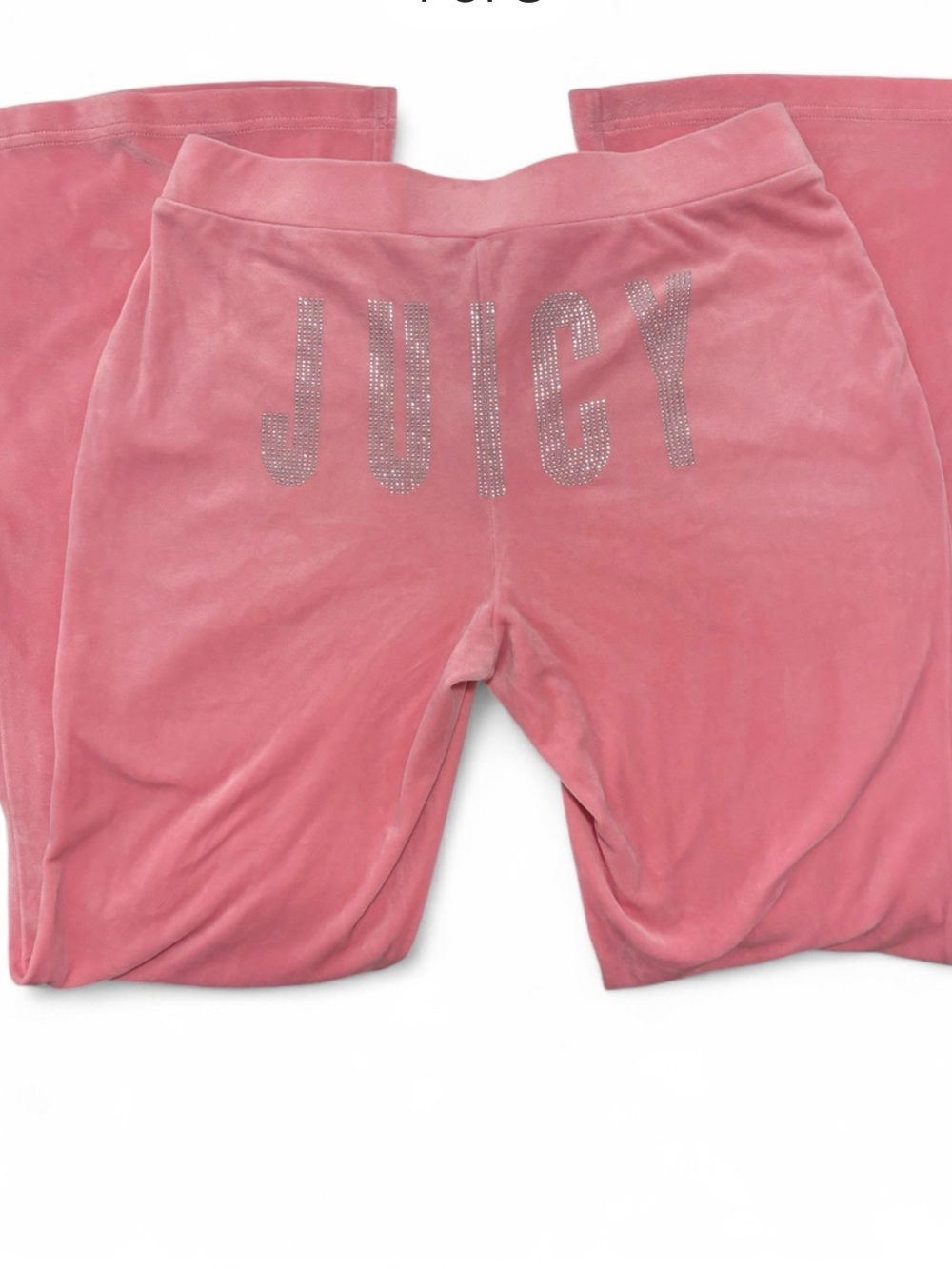 Juicy Couture Pink Velour Flare Lounge Pants Small Y2K Rhinestone Logo Low Rise